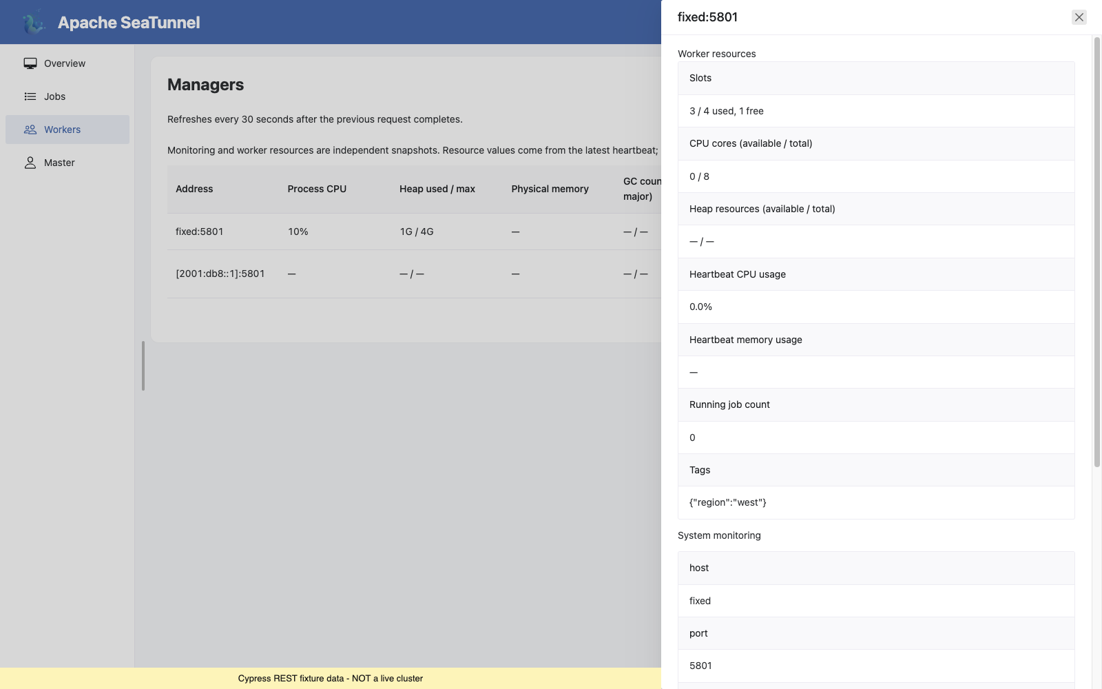Worker details with fixture data